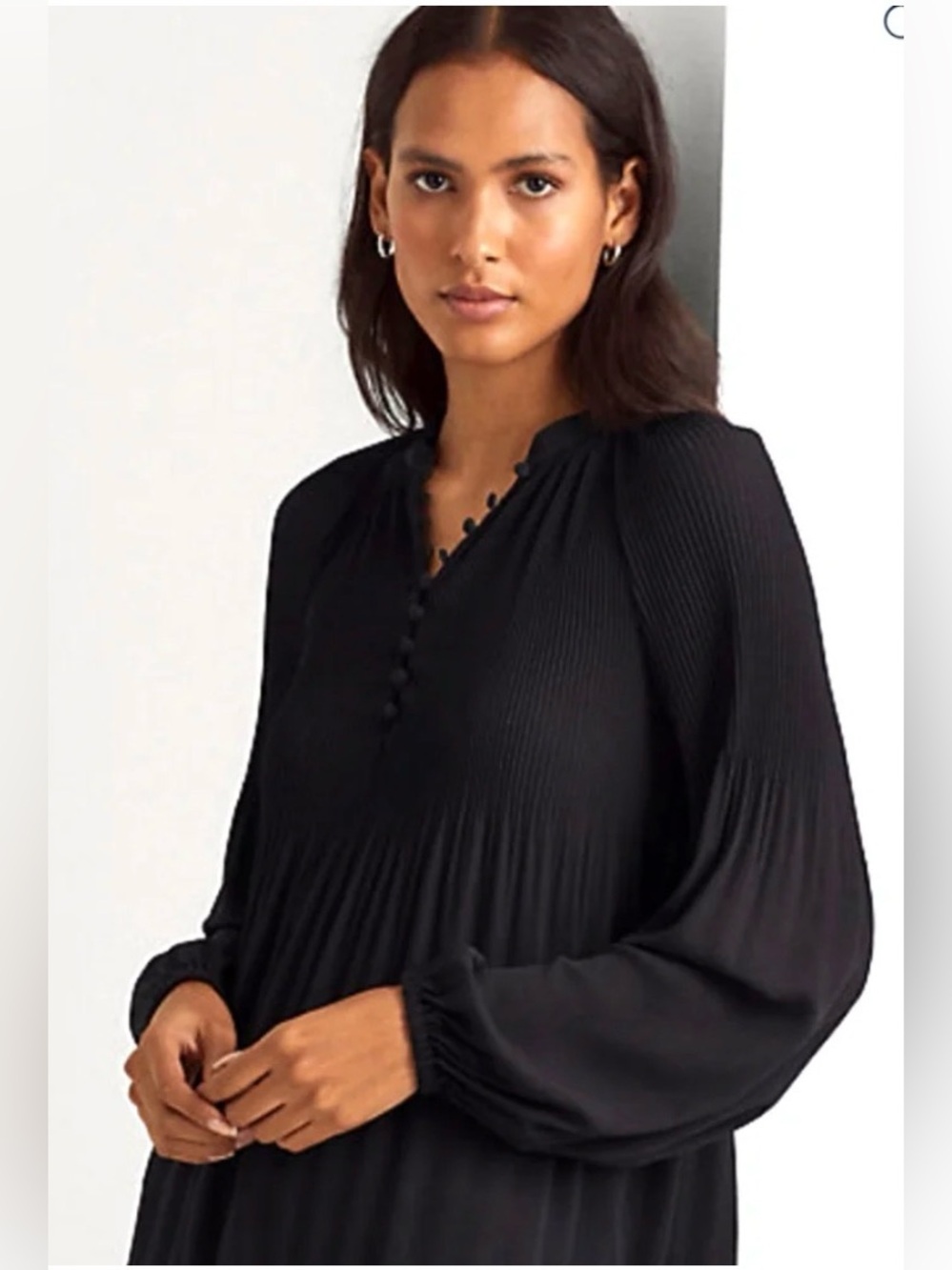 Ralph Lauren Pleated Georgette Black Blouse Size L